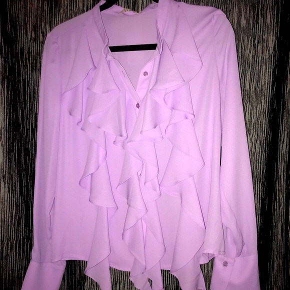 Luxe Moda Lavender Ruffle Blouse - Picture 3 of 6